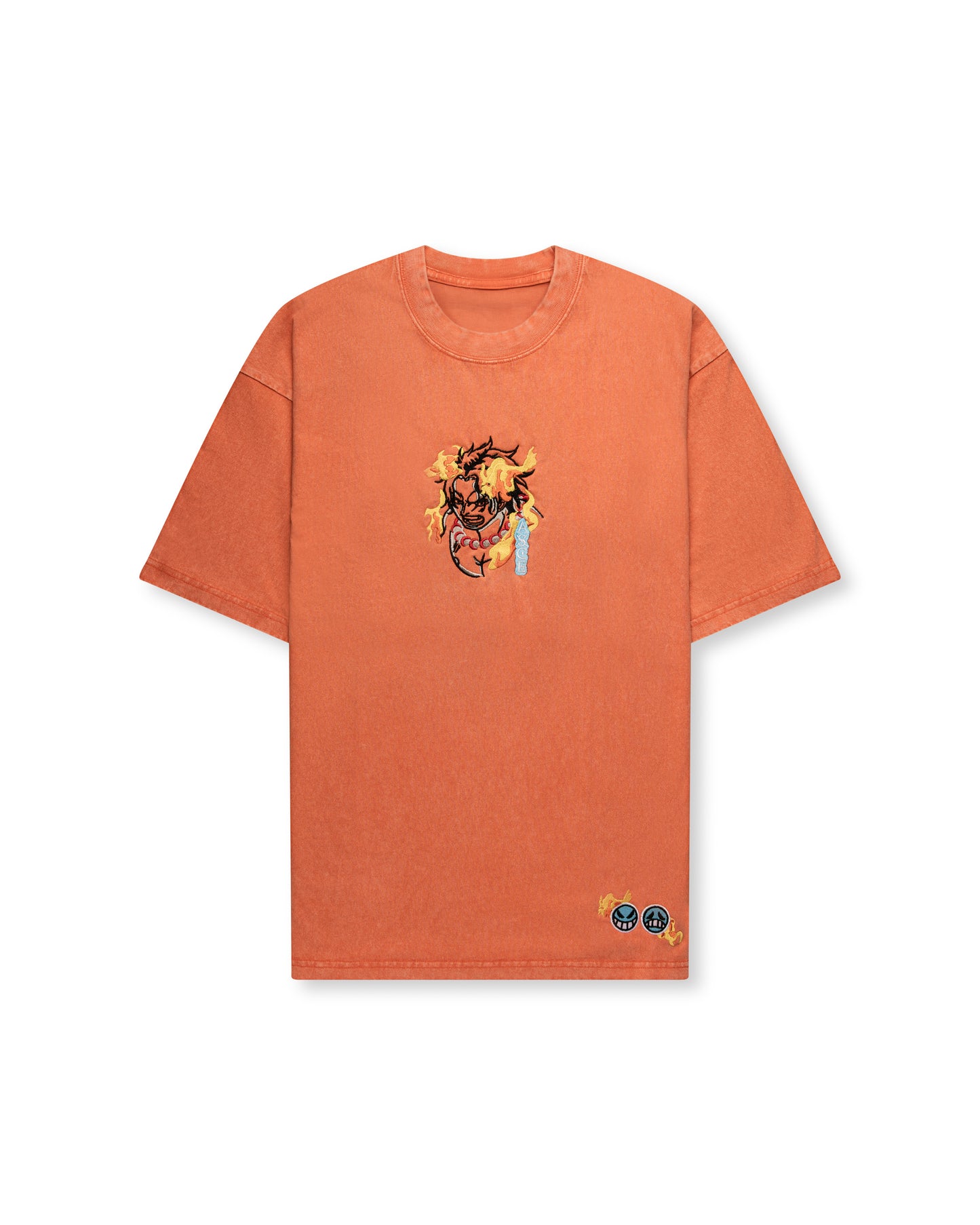 Fire Fist Ace Embroidered Orange Wash Tee