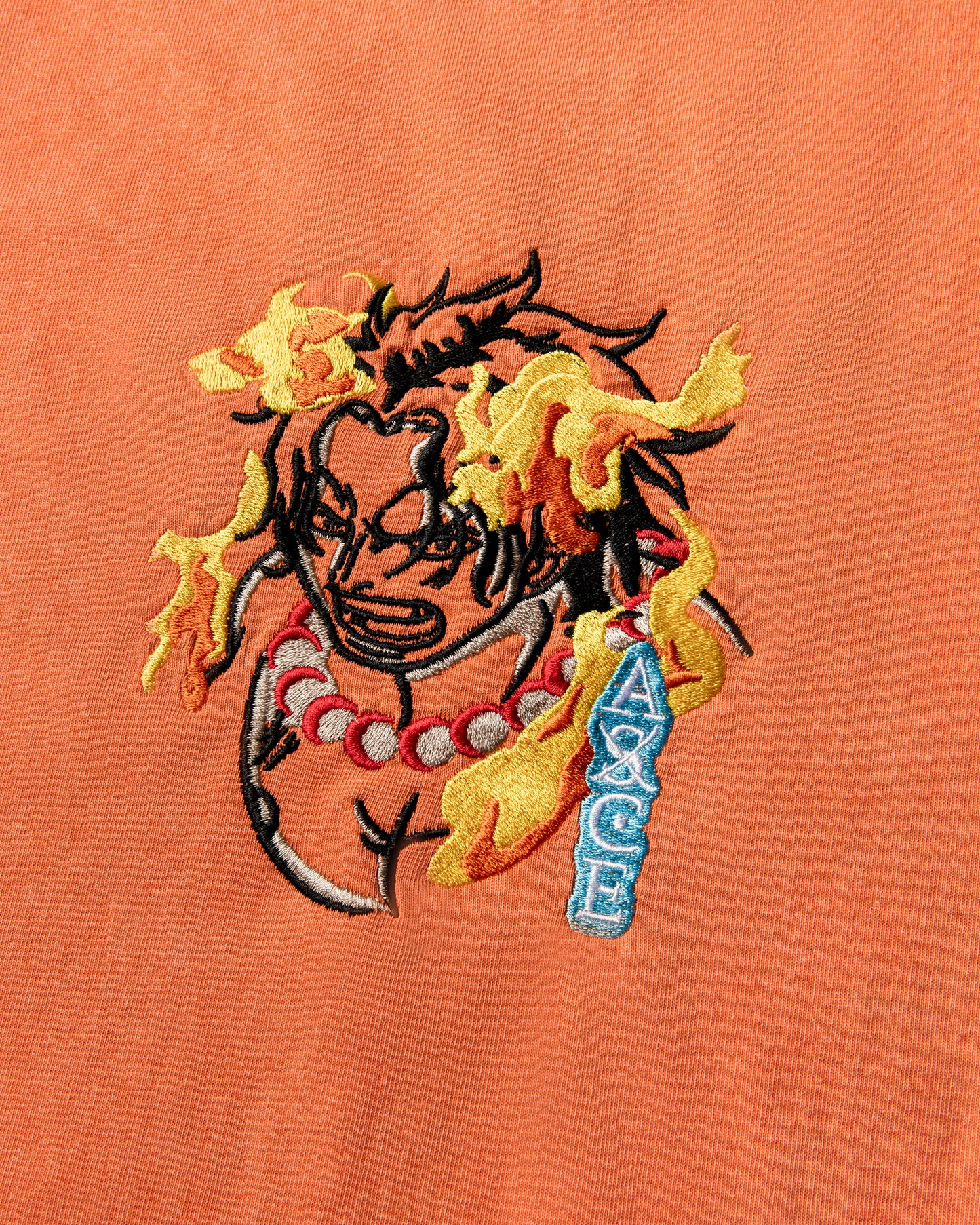 Fire Fist Ace Embroidered Orange Wash Tee